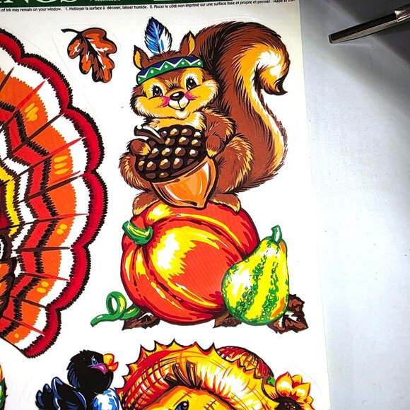 Window Clings Thanksgiving Fall Turkey Scarecrow Reusable anthropomorphic - Picture 3 of 6